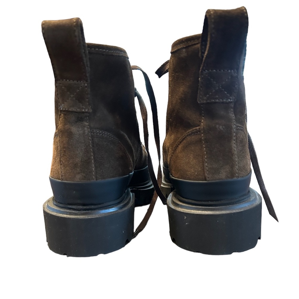 NWT All Saints Myla suede boot in olive/brown with black trim - Picture 10 of 13